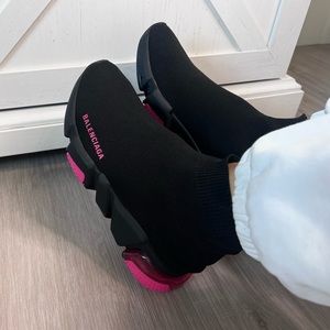 Balenciaga Speed Clear Sole in Black & Pink